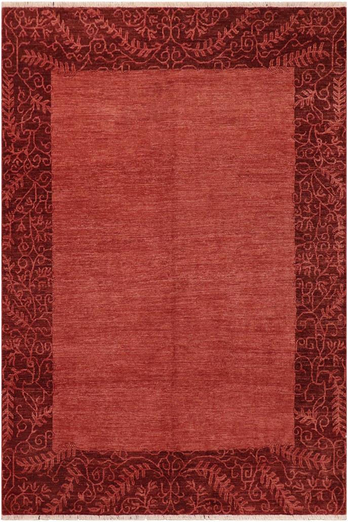 handmade Modern Kafkaz Red Burgundy Hand Knotted RECTANGLE 100% WOOL area rug 8X10