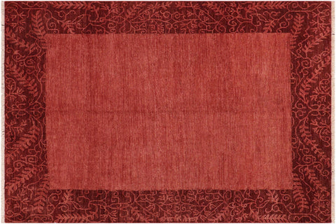 handmade Modern Kafkaz Red Burgundy Hand Knotted RECTANGLE 100% WOOL area rug 8' x 10'