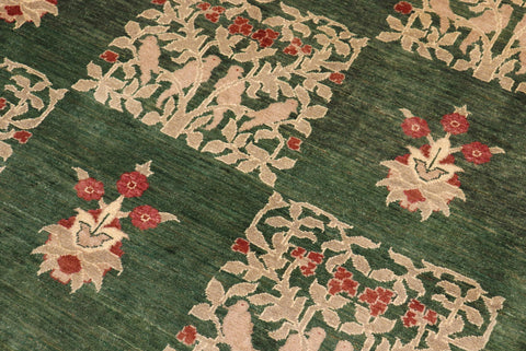 handmade Modern Kafkaz Green Rust Hand Knotted RECTANGLE 100% WOOL area rug 8' x 10'