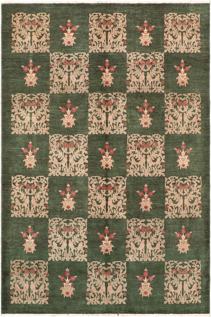 handmade Transitional Kafkaz Green Rust Hand Knotted RECTANGLE 100% WOOL area rug 8X10