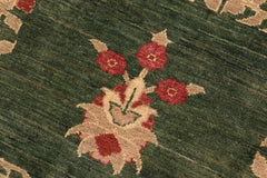 handmade Transitional Kafkaz Green Rust Hand Knotted RECTANGLE 100% WOOL area rug 8X10