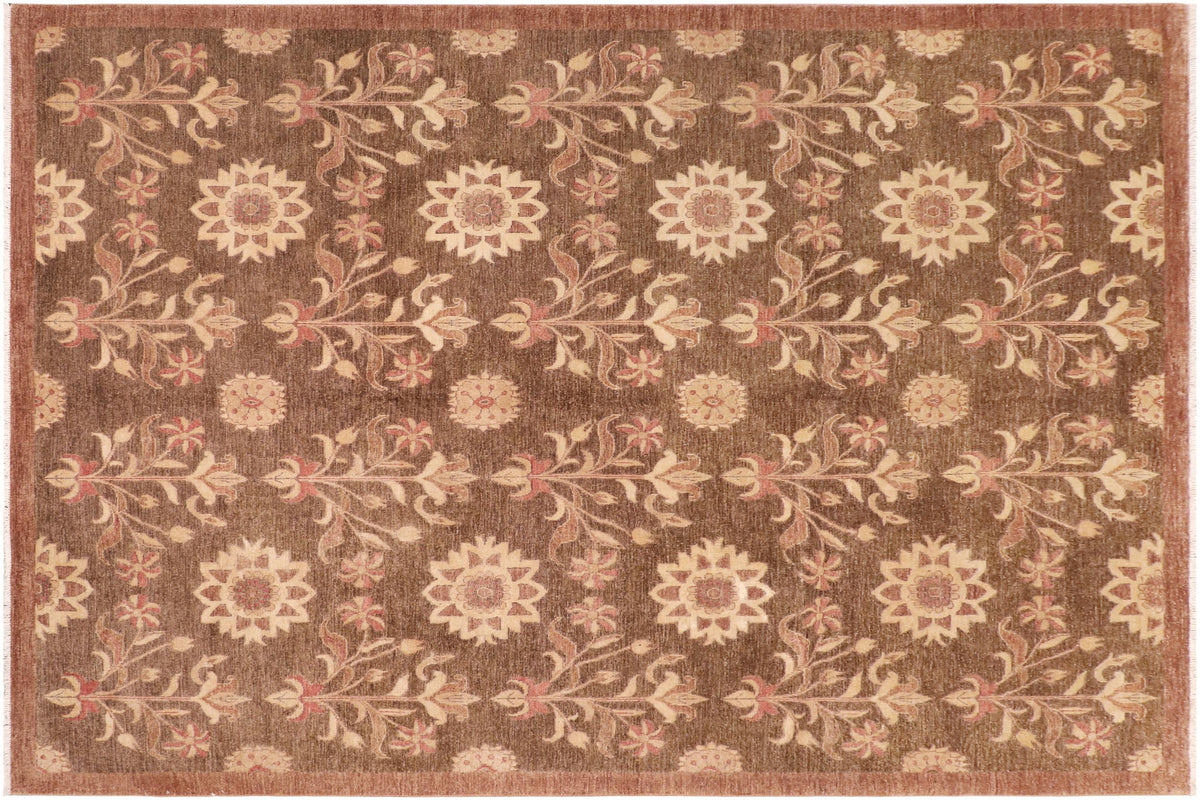 handmade Modern Kafkaz Brown Tan Hand Knotted RECTANGLE 100% WOOL area rug 8' x 10'