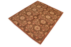 handmade Transitional Kafkaz Brown Tan Hand Knotted RECTANGLE 100% WOOL area rug 8X10