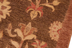 handmade Transitional Kafkaz Brown Tan Hand Knotted RECTANGLE 100% WOOL area rug 8X10