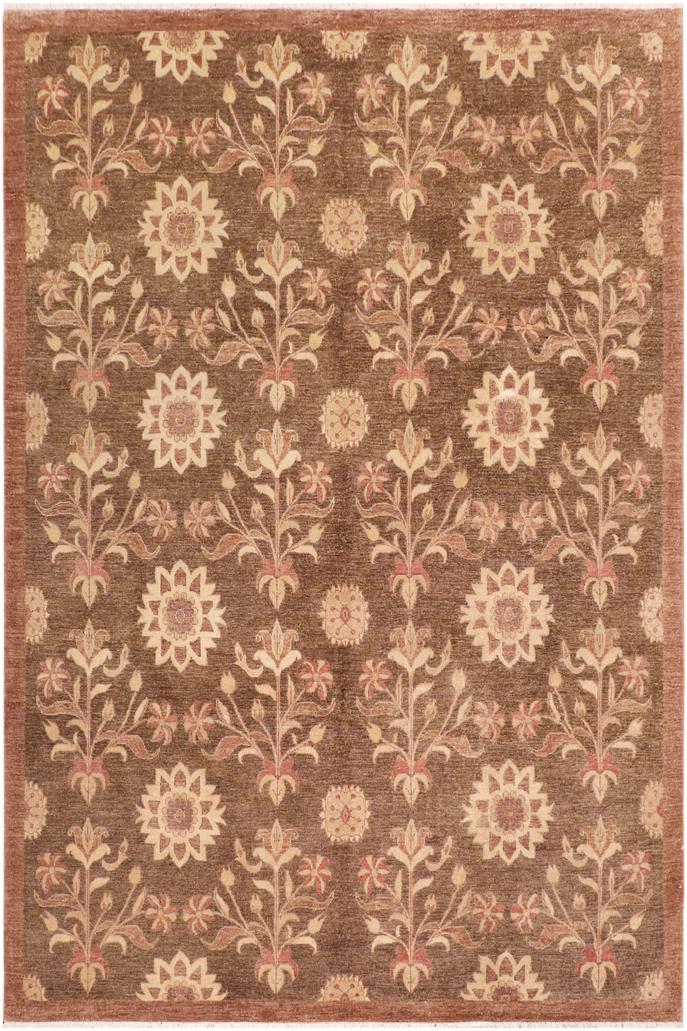 handmade Transitional Kafkaz Brown Tan Hand Knotted RECTANGLE 100% WOOL area rug 8X10