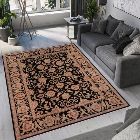 handmade Traditional Kafkaz Black Black Hand Knotted RECTANGLE 100% WOOL area rug 8x10