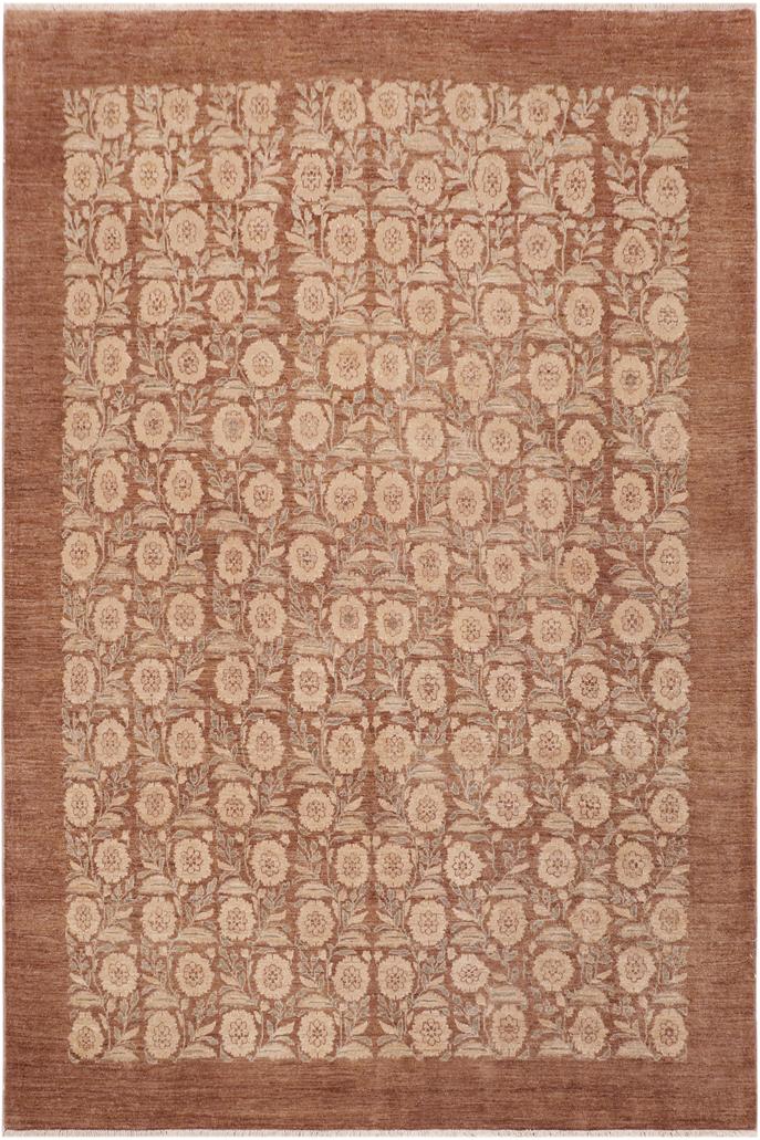 handmade Transitional Kafkaz Brown Beige Hand Knotted RECTANGLE 100% WOOL area rug 8X10