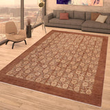 handmade Transitional Kafkaz Brown Beige Hand Knotted RECTANGLE 100% WOOL area rug 8 x 10