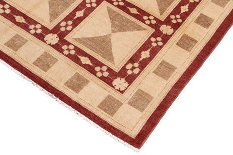handmade Modern Kafkaz Red Tan Hand Knotted RECTANGLE 100% WOOL area rug 8' x 10'