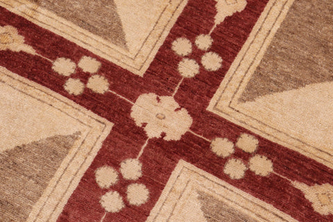 handmade Modern Kafkaz Red Tan Hand Knotted RECTANGLE 100% WOOL area rug 8' x 10'