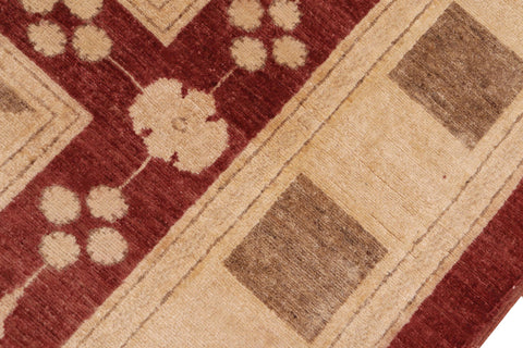 handmade Modern Kafkaz Red Tan Hand Knotted RECTANGLE 100% WOOL area rug 8' x 10'