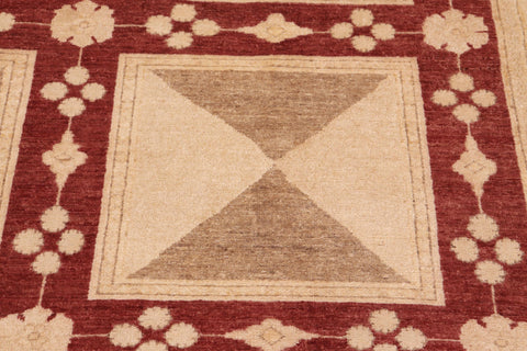 handmade Modern Kafkaz Red Tan Hand Knotted RECTANGLE 100% WOOL area rug 8' x 10'