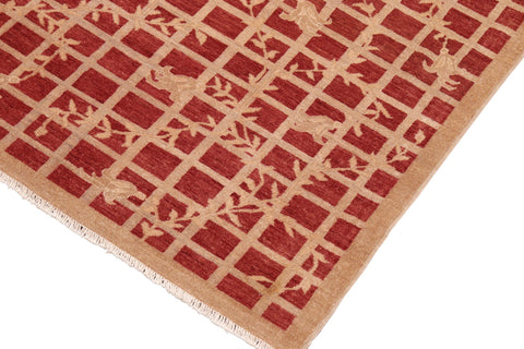 handmade Modern Kafkaz Rust Tan Hand Knotted RECTANGLE 100% WOOL area rug 8' x 10'