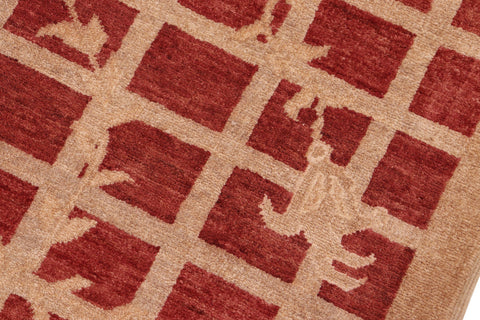 handmade Modern Kafkaz Rust Tan Hand Knotted RECTANGLE 100% WOOL area rug 8' x 10'