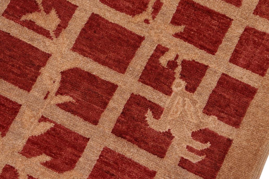 handmade Transitional Kafkaz Rust Tan Hand Knotted RECTANGLE 100% WOOL area rug 8X10