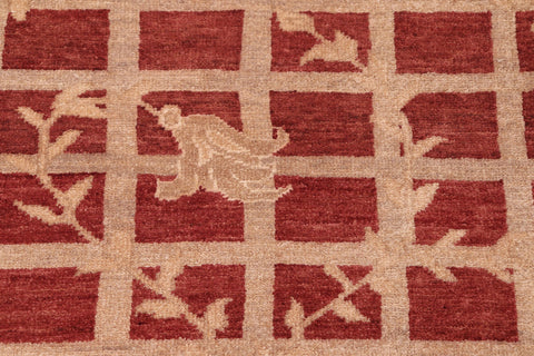 handmade Modern Kafkaz Rust Tan Hand Knotted RECTANGLE 100% WOOL area rug 8' x 10'