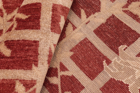 handmade Modern Kafkaz Rust Tan Hand Knotted RECTANGLE 100% WOOL area rug 8' x 10'