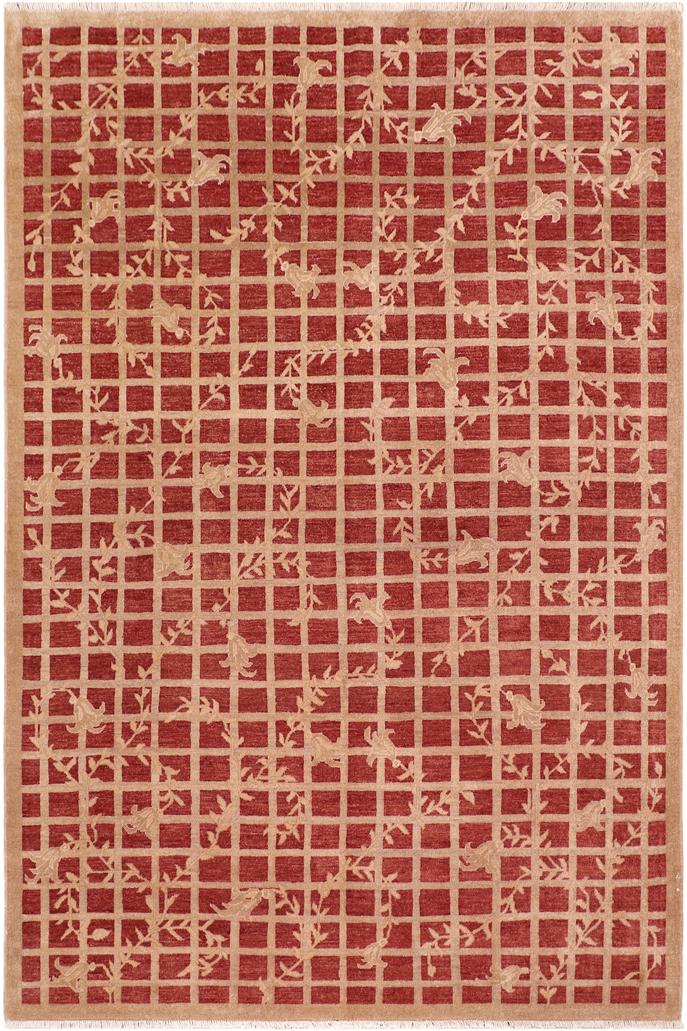 handmade Transitional Kafkaz Rust Tan Hand Knotted RECTANGLE 100% WOOL area rug 8X10