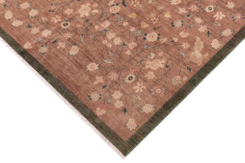 handmade Modern Kafkaz Brown Green Hand Knotted RECTANGLE 100% WOOL area rug 8' x 10'