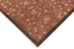 handmade Transitional Kafkaz Brown Green Hand Knotted RECTANGLE 100% WOOL area rug 8X10