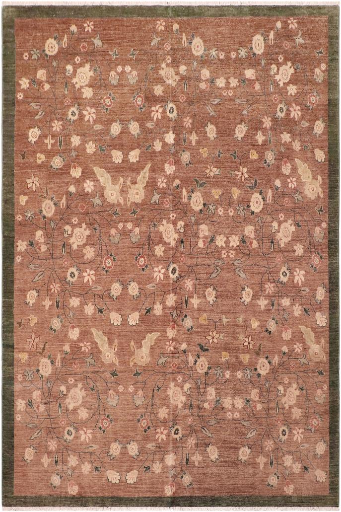 handmade Transitional Kafkaz Brown Green Hand Knotted RECTANGLE 100% WOOL area rug 8X10