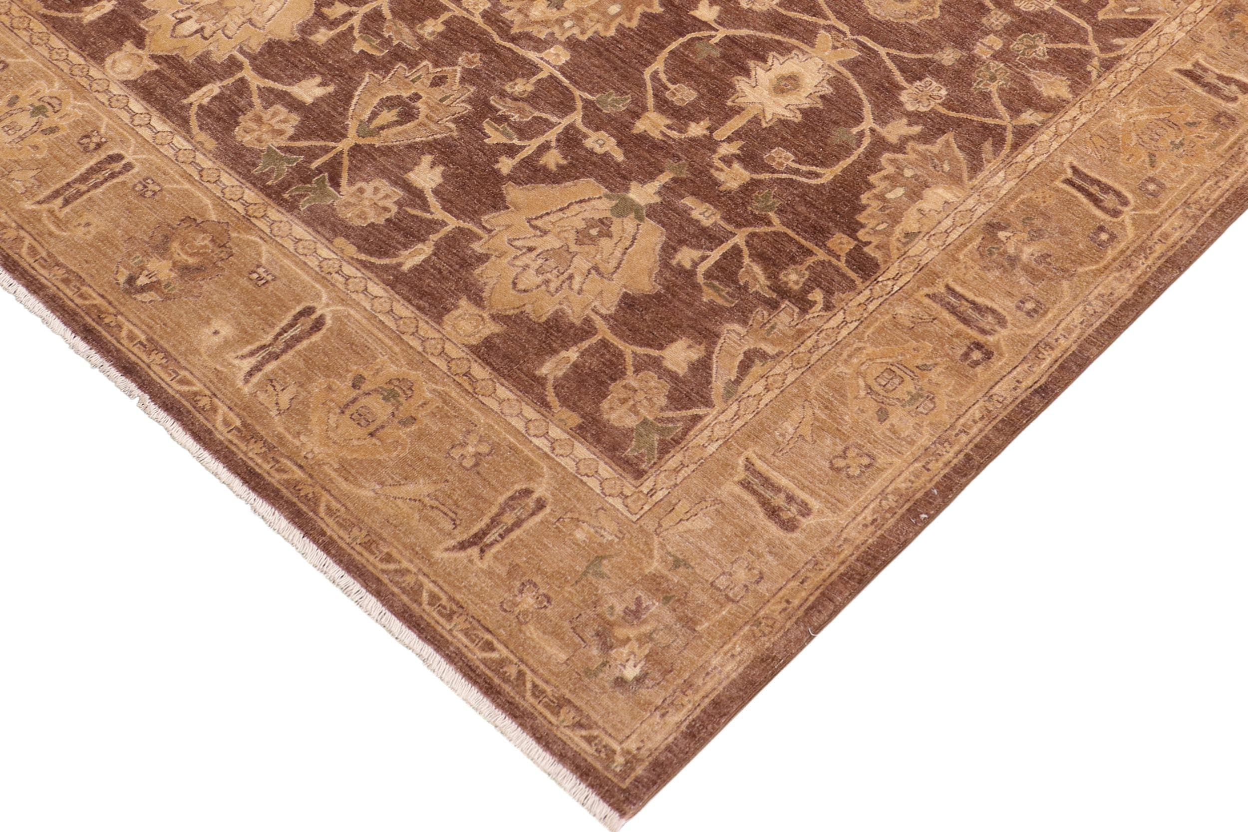 handmade Traditional Kafkaz Brown Tan Hand Knotted RECTANGLE 100% WOOL area rug 8x10