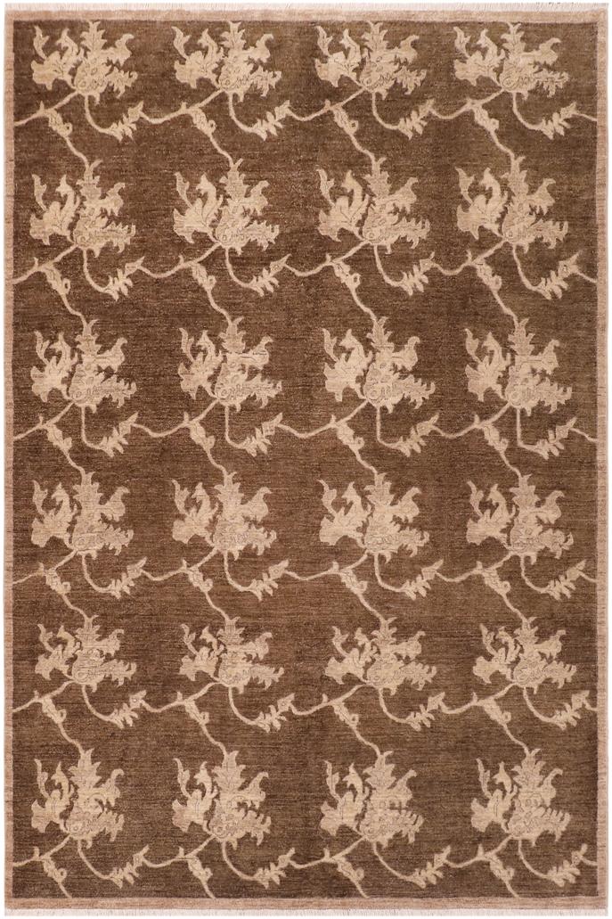 handmade Transitional Kafkaz Brown Beige Hand Knotted RECTANGLE 100% WOOL area rug 8X10