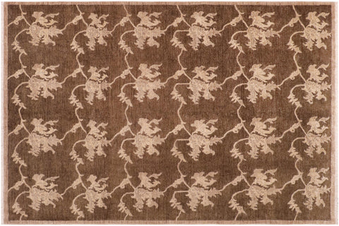 handmade Modern Kafkaz Brown Beige Hand Knotted RECTANGLE 100% WOOL area rug 8' x 10'