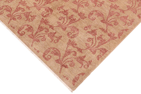 handmade Modern Kafkaz Tan Rust Hand Knotted RECTANGLE 100% WOOL area rug 8' x 10'
