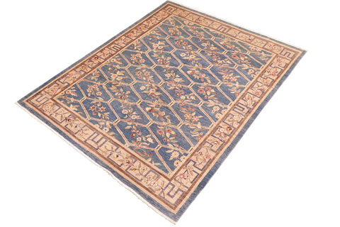 handmade Transitional Kafkaz Lt. Blue Tan Hand Knotted RECTANGLE 100% WOOL area rug 8' x 10'