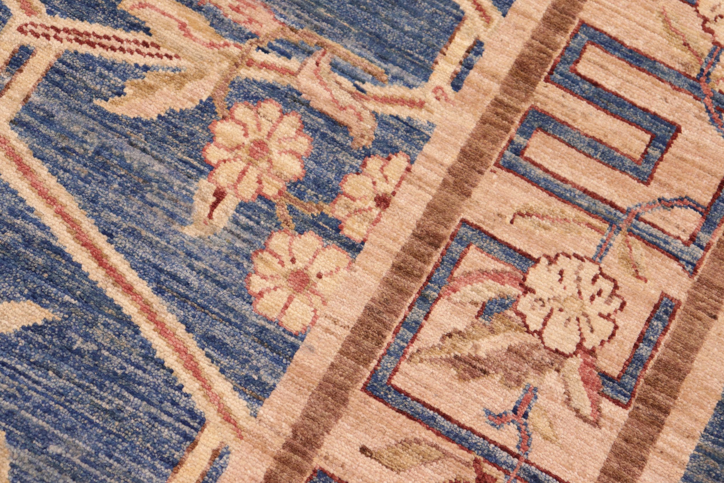 handmade Transitional Kafkaz Lt. Blue Tan Hand Knotted RECTANGLE 100% WOOL area rug 8' x 10'