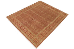 handmade Transitional Kafkaz Brown Copper Hand Knotted RECTANGLE 100% WOOL area rug 8X10