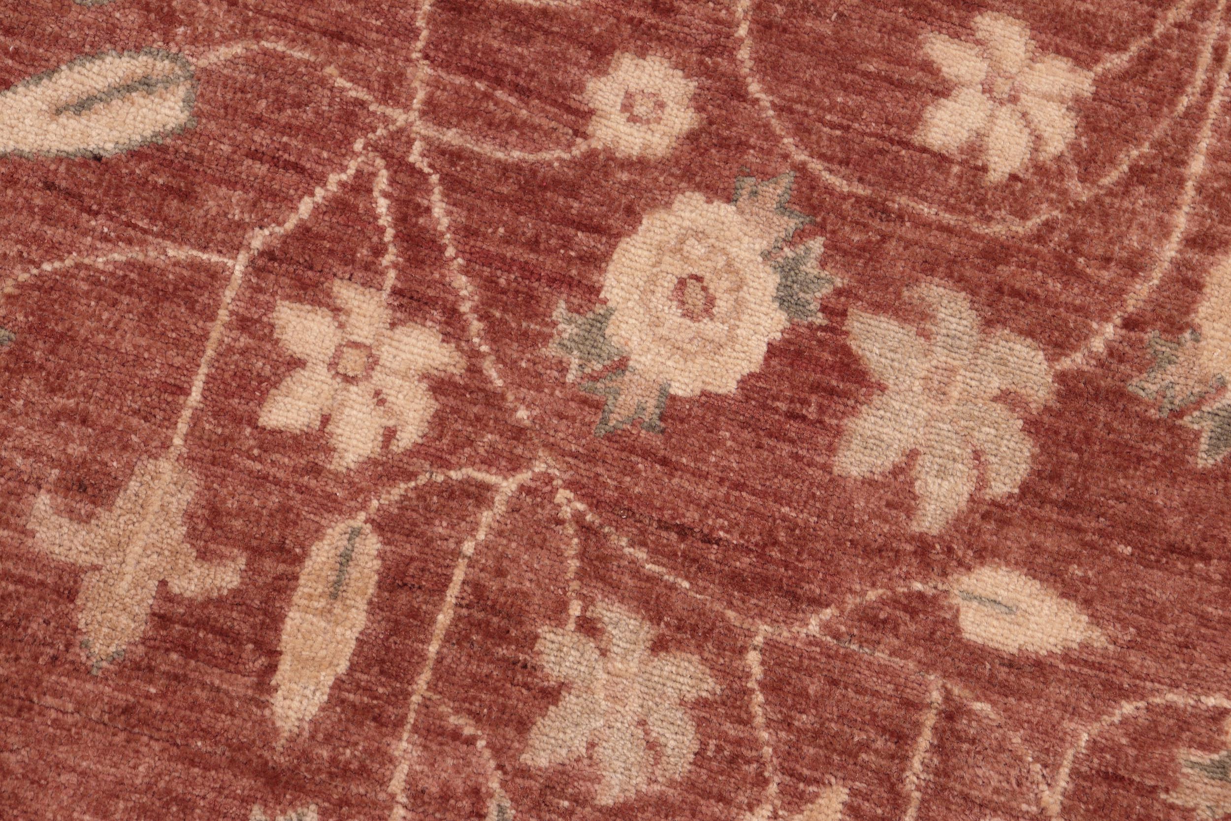 handmade Modern Kafkaz Rust Tan Hand Knotted RECTANGLE 100% WOOL area rug 8' x 10'