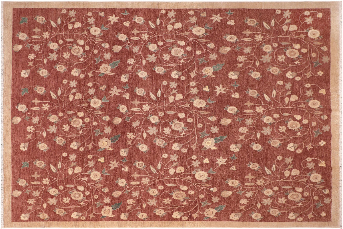 handmade Modern Kafkaz Rust Tan Hand Knotted RECTANGLE 100% WOOL area rug 8' x 10'