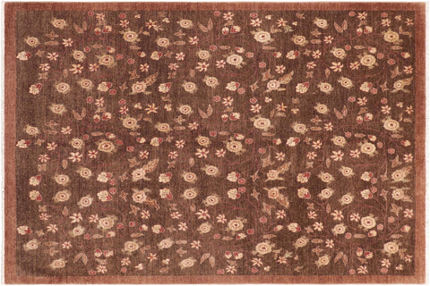 handmade Modern Kafkaz Brown Tan Hand Knotted RECTANGLE 100% WOOL area rug 8' x 10'