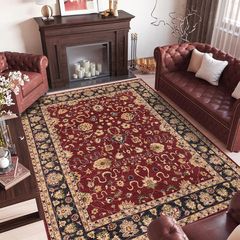 handmade Traditional Kafkaz Red Blue Hand Knotted RECTANGLE 100% WOOL area rug 8x10