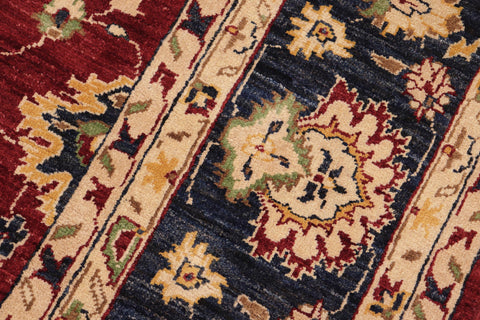 handmade Traditional Kafkaz Red Blue Hand Knotted RECTANGLE 100% WOOL area rug 8x10