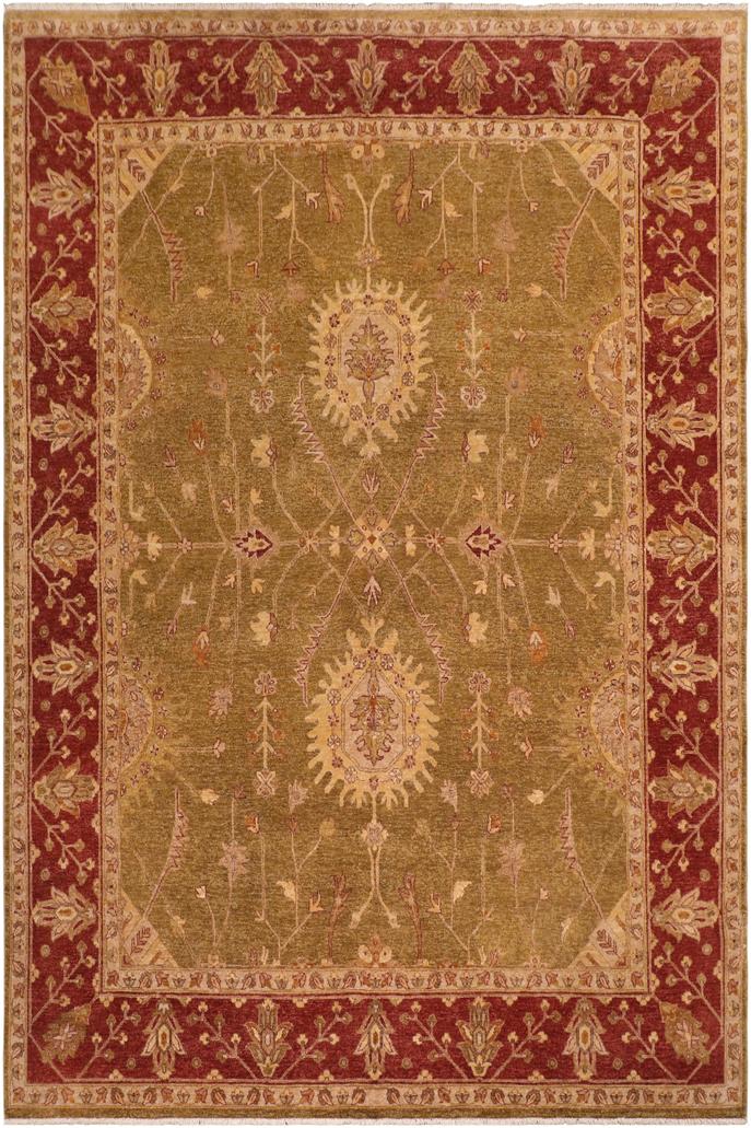 handmade Traditional Kafkaz Olive Green Rust Hand Knotted RECTANGLE 100% WOOL area rug 8X10