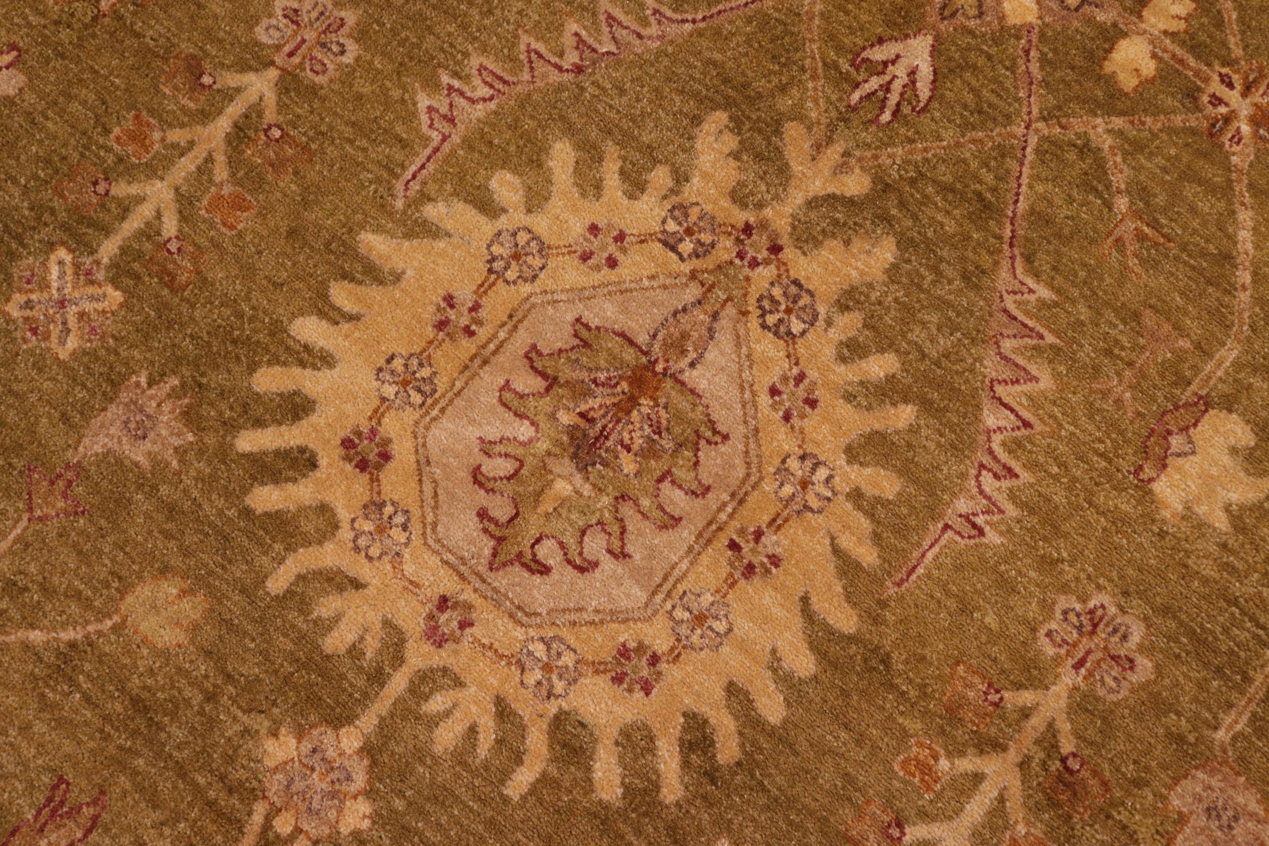 handmade Traditional Kafkaz Olive Green Rust Hand Knotted RECTANGLE 100% WOOL area rug 8x10