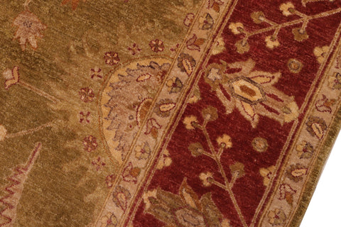 handmade Traditional Kafkaz Olive Green Rust Hand Knotted RECTANGLE 100% WOOL area rug 8x10