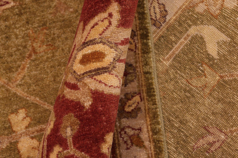handmade Traditional Kafkaz Olive Green Rust Hand Knotted RECTANGLE 100% WOOL area rug 8x10