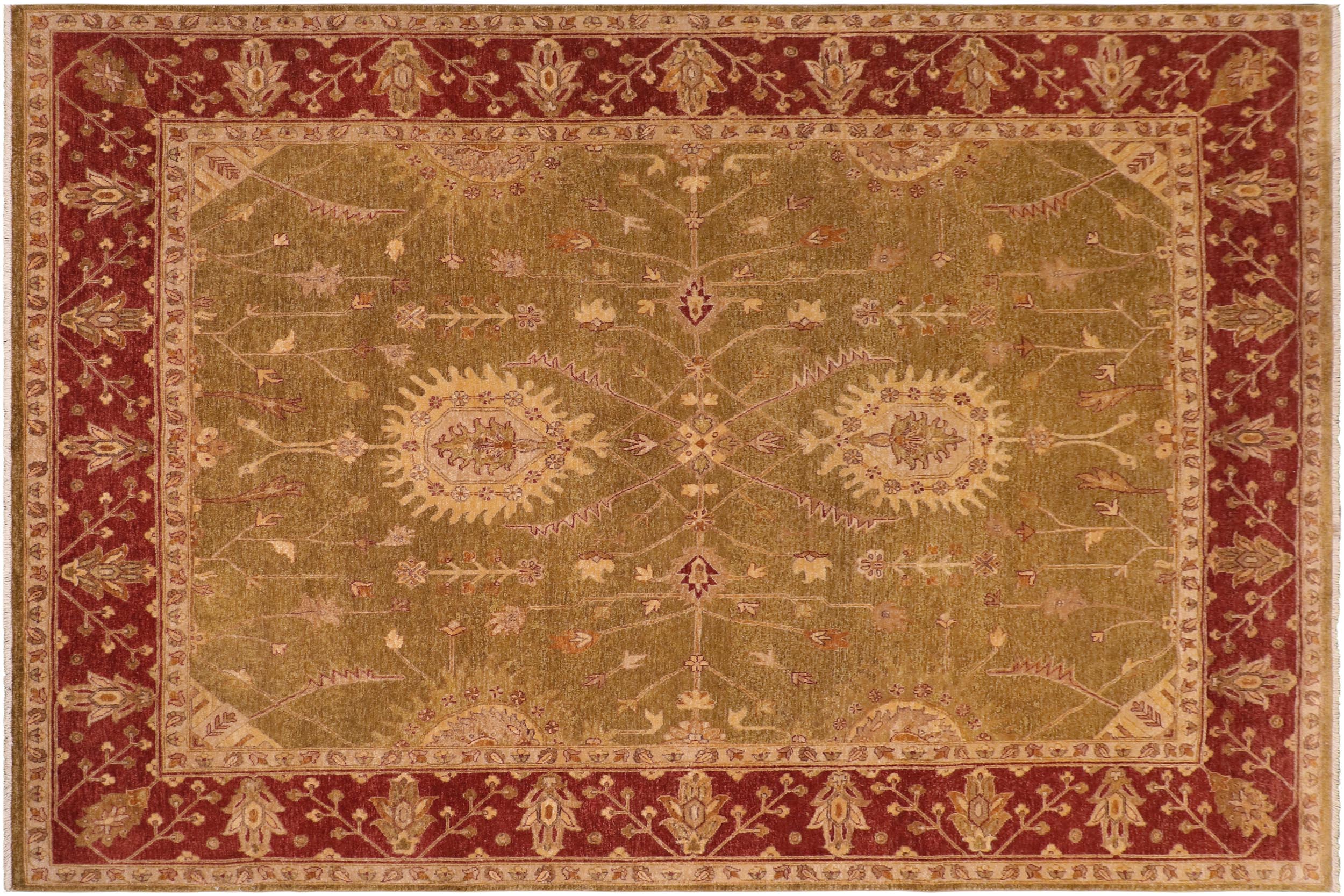 handmade Traditional Kafkaz Olive Green Rust Hand Knotted RECTANGLE 100% WOOL area rug 8x10