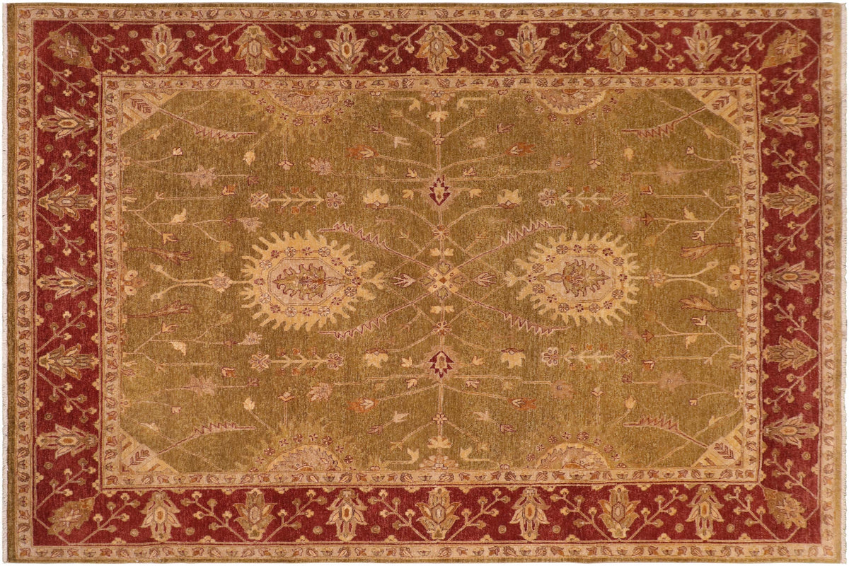 handmade Traditional Kafkaz Olive Green Rust Hand Knotted RECTANGLE 100% WOOL area rug 8x10