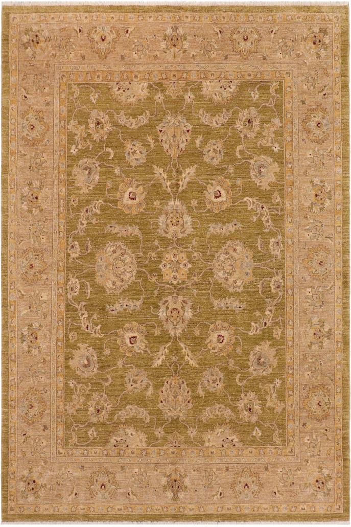 handmade Traditional Kafkaz Green Tan Hand Knotted RECTANGLE 100% WOOL area rug 8X10