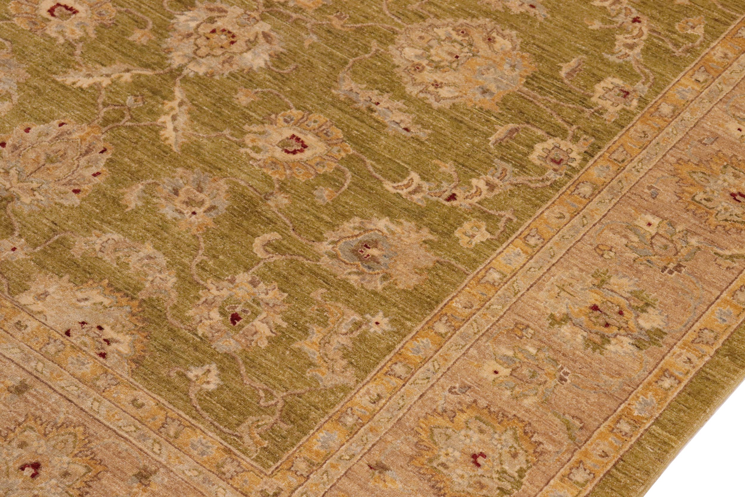 handmade Traditional Kafkaz Green Tan Hand Knotted RECTANGLE 100% WOOL area rug 8x10