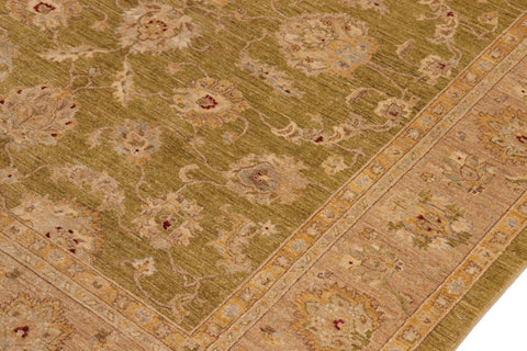 handmade Traditional Kafkaz Green Tan Hand Knotted RECTANGLE 100% WOOL area rug 8x10