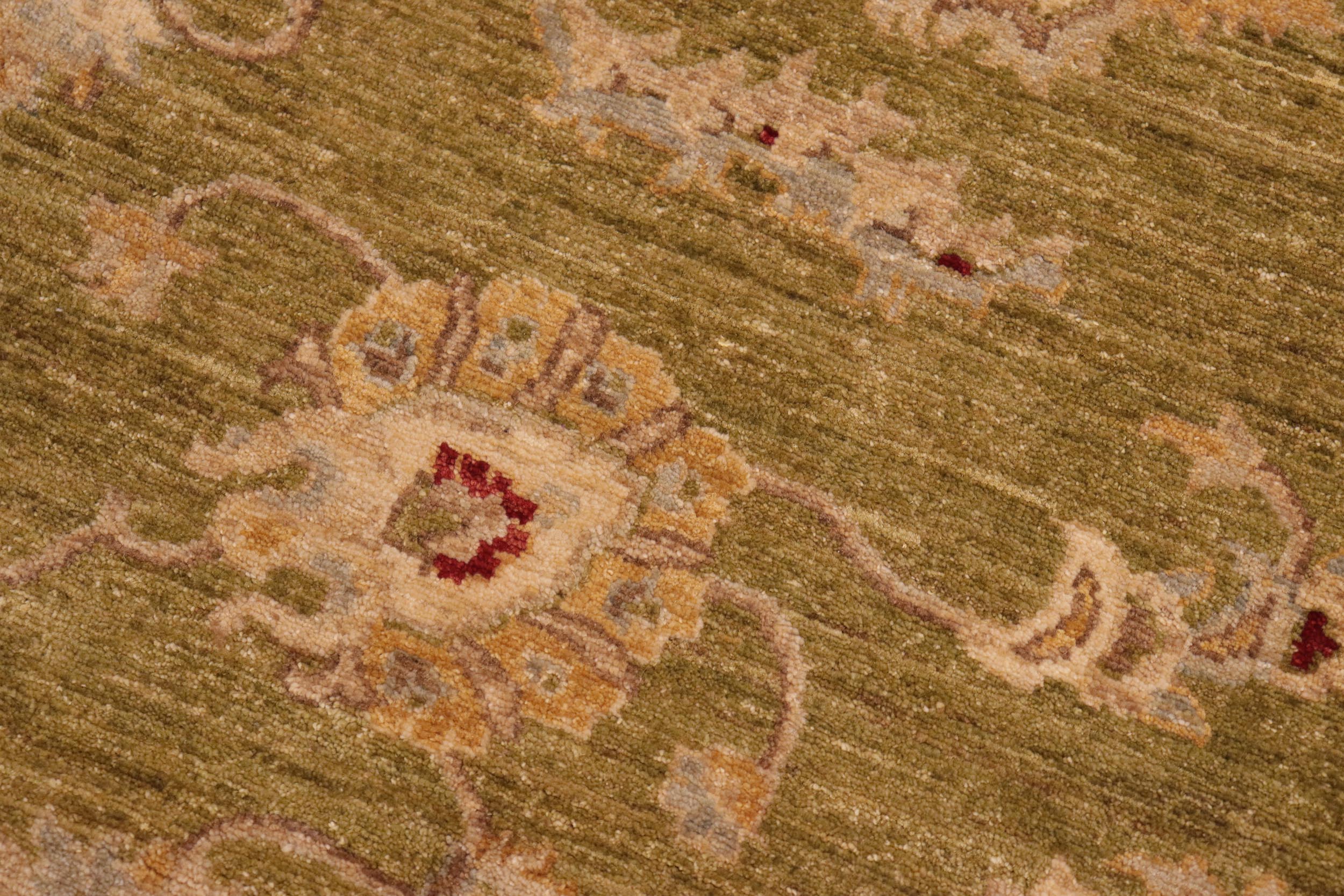 handmade Traditional Kafkaz Green Tan Hand Knotted RECTANGLE 100% WOOL area rug 8x10