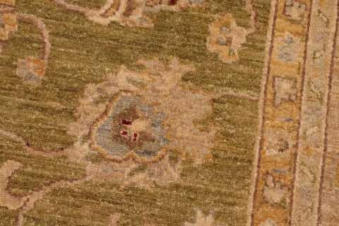 handmade Traditional Kafkaz Green Tan Hand Knotted RECTANGLE 100% WOOL area rug 8x10
