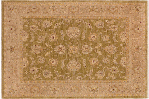 handmade Traditional Kafkaz Green Tan Hand Knotted RECTANGLE 100% WOOL area rug 8x10