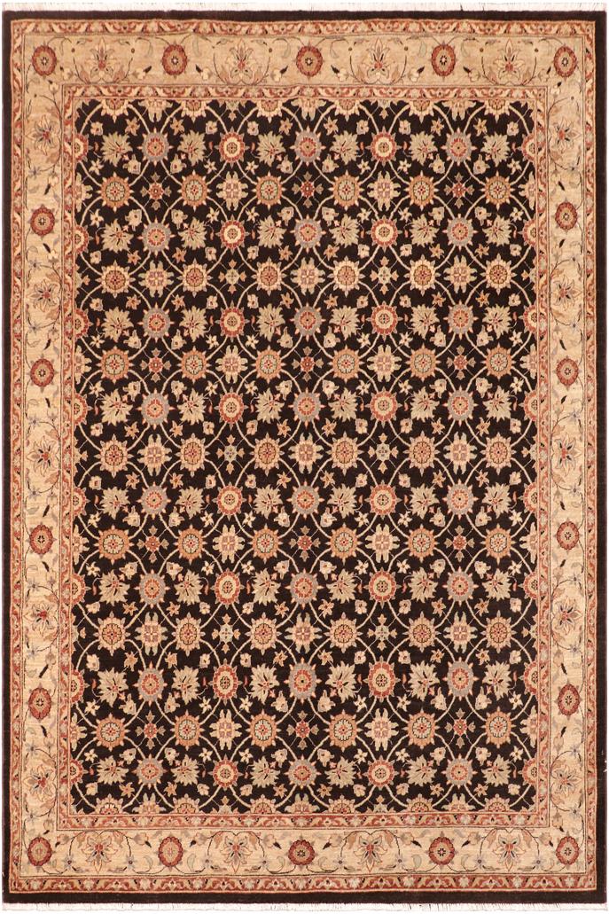 handmade Transitional Kafkaz Brown Beige Hand Knotted RECTANGLE 100% WOOL area rug 8X10